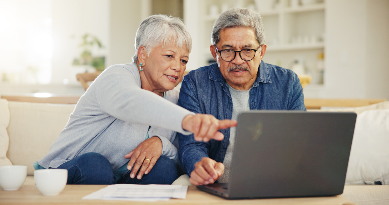 Couple looking at computer screen